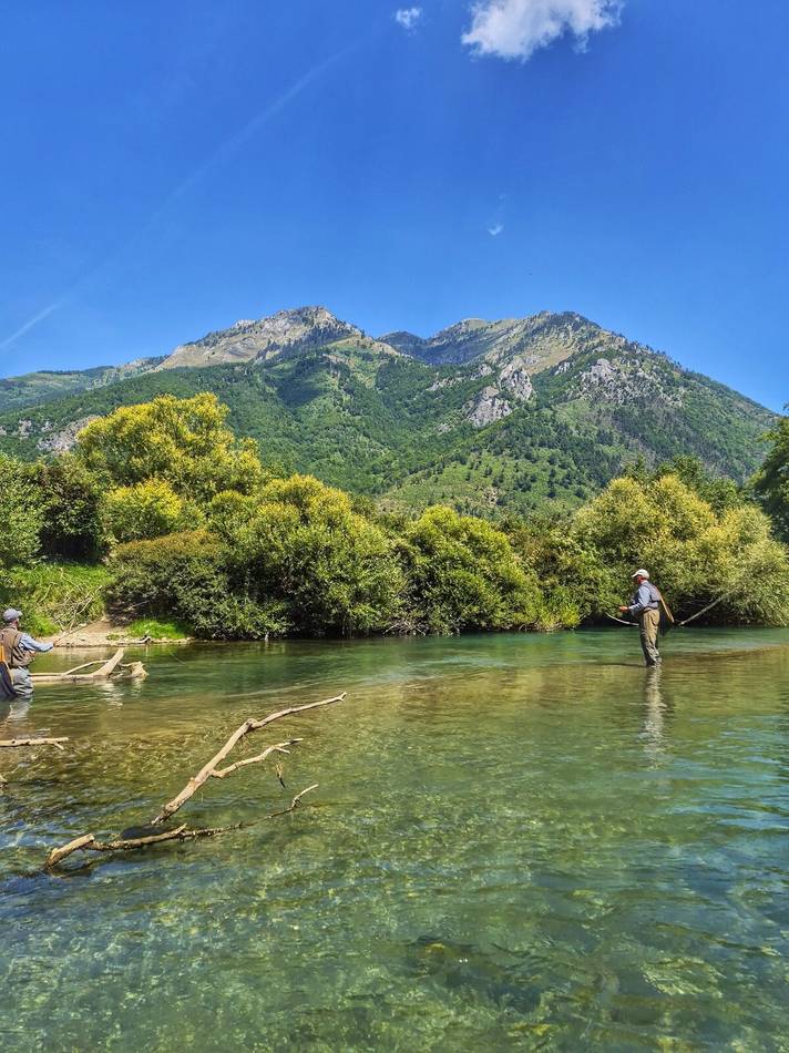 Two anglers, two lines out