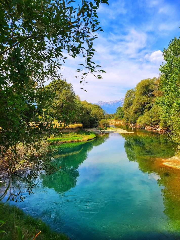 The Ljuča winding toward the mountains