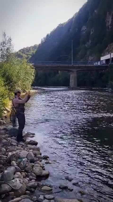 Fly fishing beneath the bridge on the Tara — video
